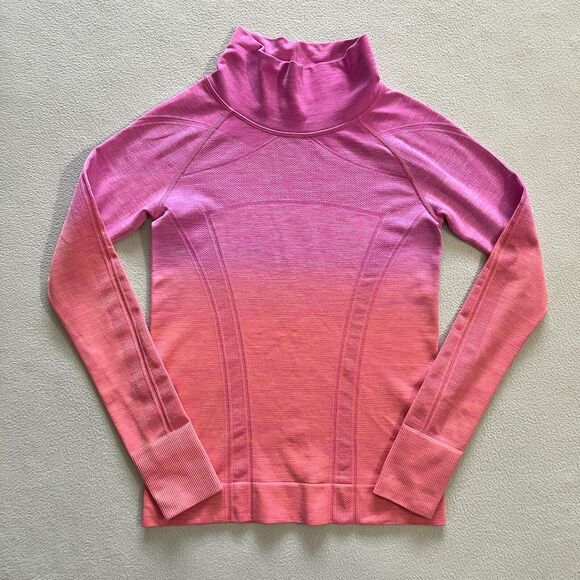 Ivivva Girl Fastest Pullover Pink Orange Ombre Fly Tech Mock Neck Turtleneck 12 - Picture 1 of 9